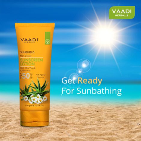 Vaadi Herbals Sunscreen Lotion Spf-50 With Aloe Vera & Chamomile (110 ml)